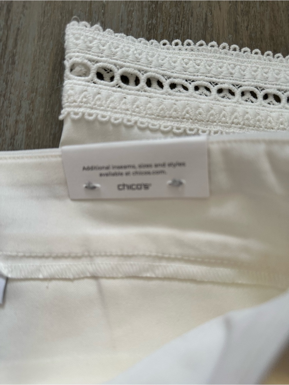 Chico's Women’s White Slimming Brigitte Slim Leg with Lace Trim Pants - Picture 2 of 11